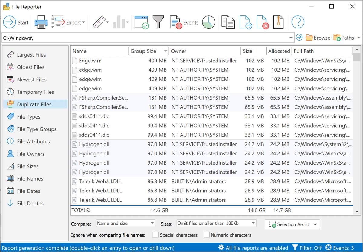 foldersizes compare folders