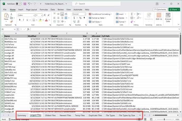 print list of files and folders in a drive in foldersizes